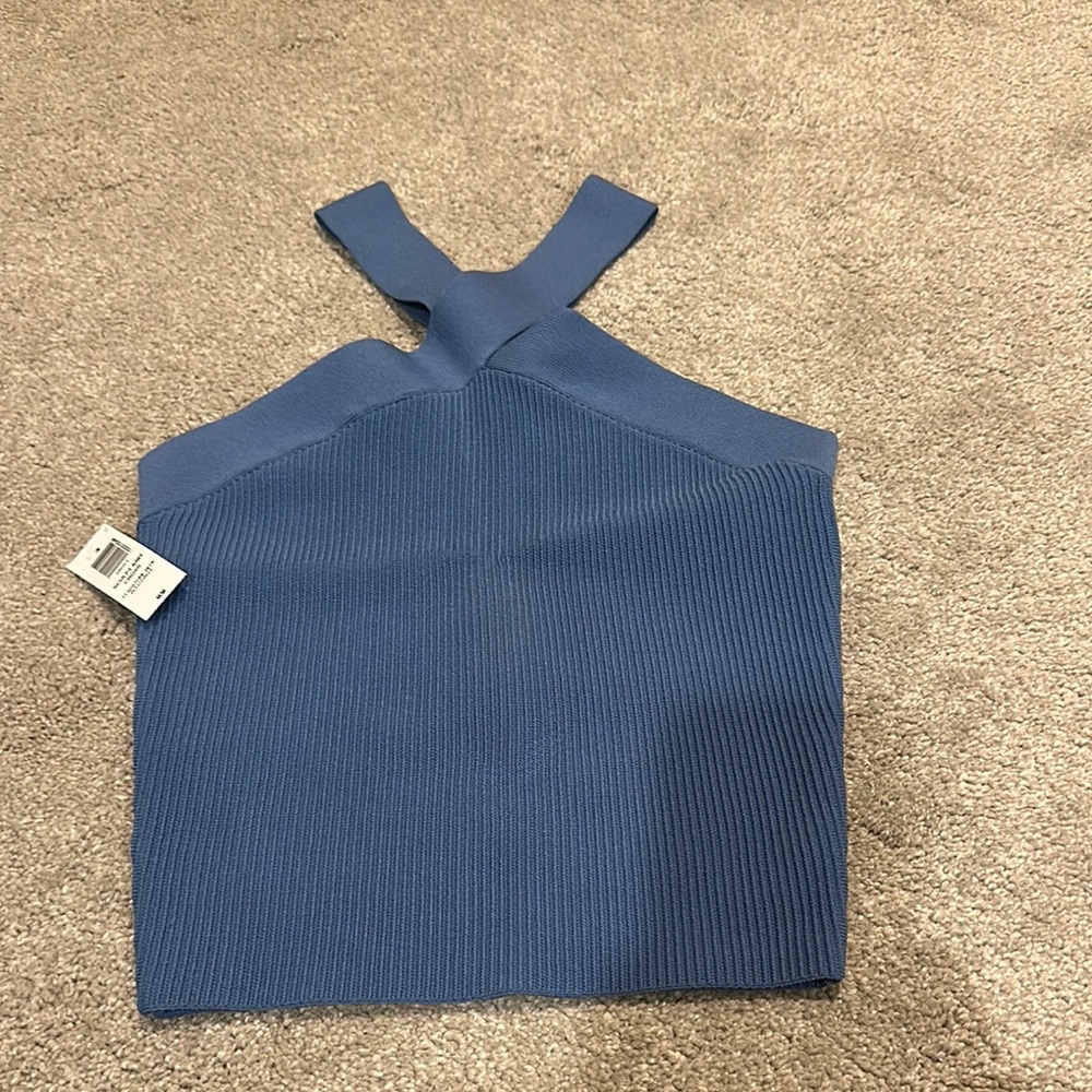 Aritzia Blue Ribbed Knit Tank Top